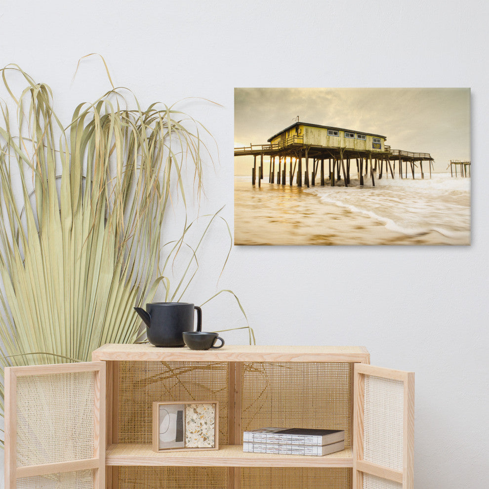 Vintage Abandoned Frisco Fishing Pier Canvas Wall Art Prints, 24" X 36"