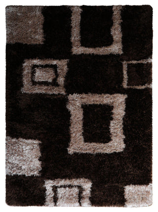 Hand Tufted Shag Polyester Area Rug Geometric Brown Beige, [Rectangle] 6'x9'