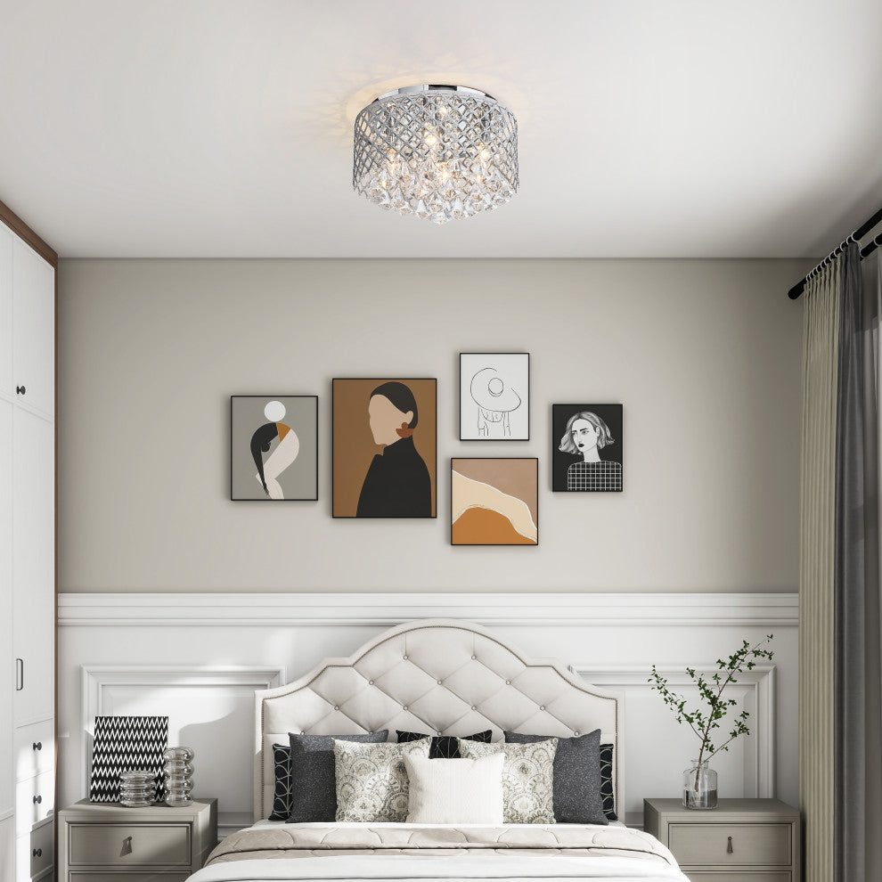 Chloe Chrome Crystal Flush Mount Chandelier