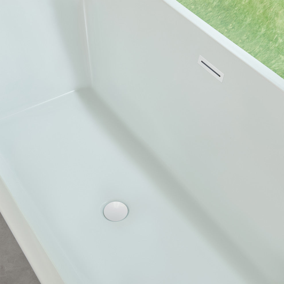 67" Acrylic Freestanding Soaking Bathtub, Pure White