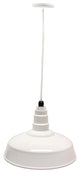 16" Standard Steel Warehouse Style Pendant Light, White, Black Cord