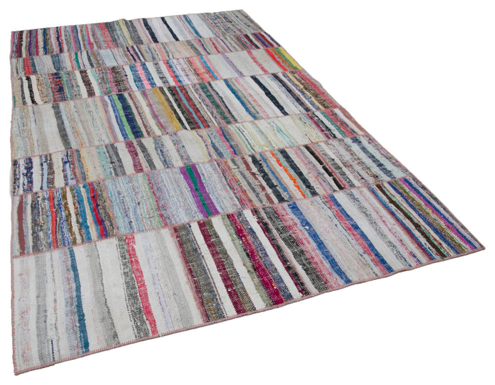 Rug N Carpet - Handmade Turkish 6' 5'' x 9' 6'' Unique Patchwork Kilim Rug