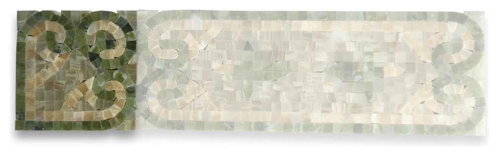 Marble Mosaic Border Decorative Tile Baroque Onyx 4.7x4.7 Polished, 1 piece
