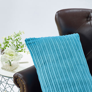 Ribbed Flanned Pillow Shell 4 Piece Set, Sky Blue, 14" X 26"