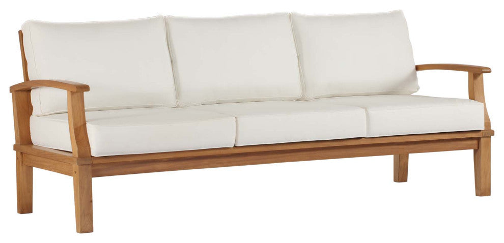 Marina Outdoor Patio Teak Sofa - Natural White