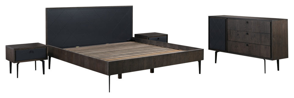 Cross Dark Gray Solid Oak Queen 4pc Bedroom Set