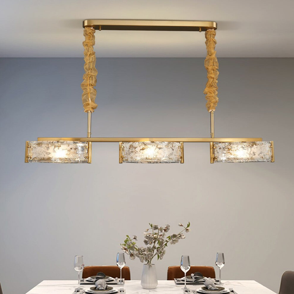 Tongeren | Gold Long Art Glass 3 Head Design Creative Led Luxury Chandelier