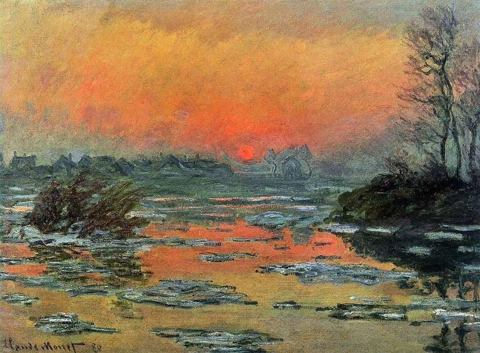 Claude Oscar Monet A Sunset on the Seine in Winter Gallery Wrapped Canvas Print