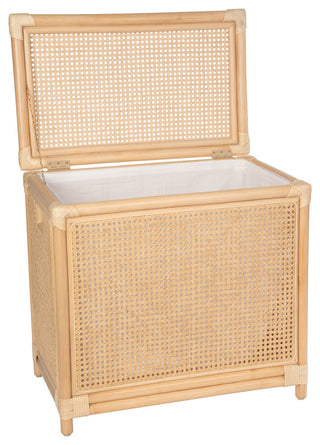 Rattan Cane Clothes Hamper Laundry Basket, Removable Liner, Lid, 2-3 Loads
