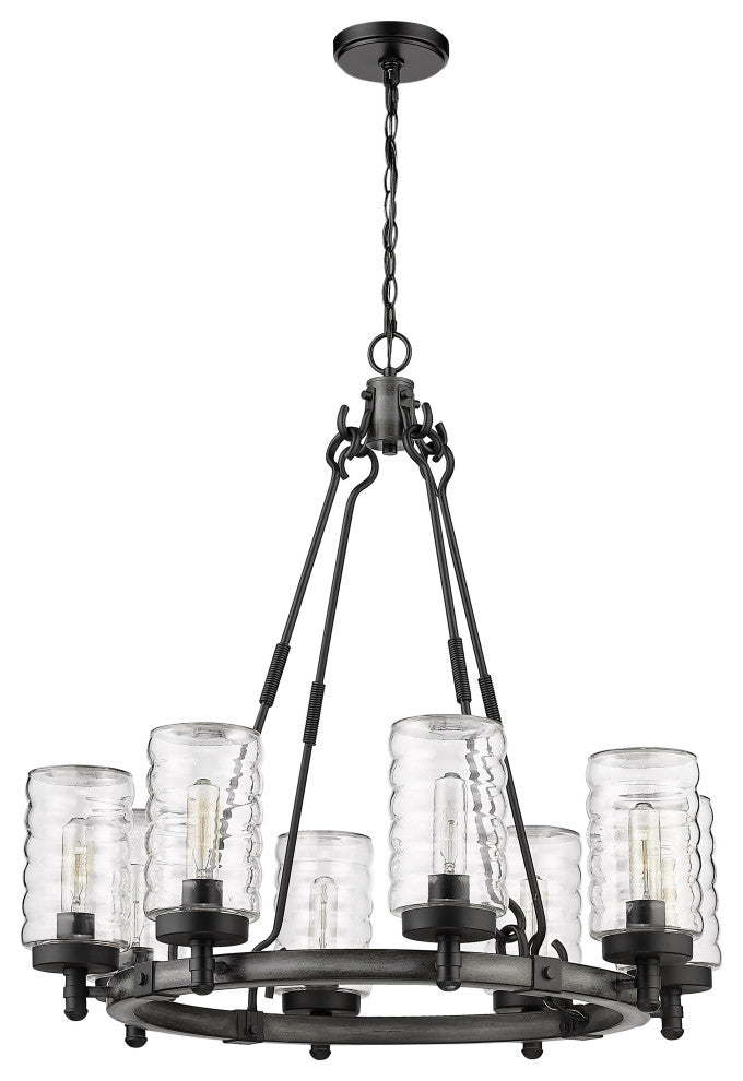 Z-LITE 588-8ABB 8 Light Outdoor Pendant, Ashen Barnboard