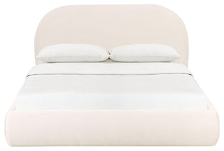 Bara Cream Textured Velvet Bed, Queen