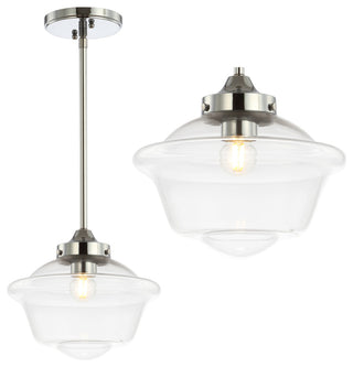 Kurtz Adjustable Drop Metal/Glass LED Pendant, Chrome, 9.5"w