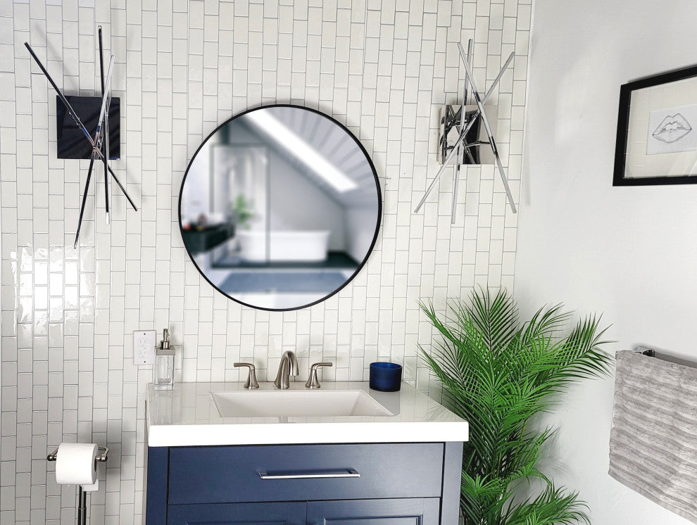 Jesse Black Framed Round 23.6" Wall Mirror