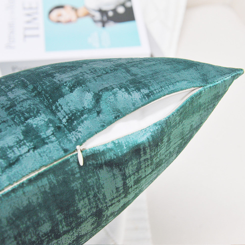 Serenta Textured Velvet Pillow Shell, Set of 4, Agate Green