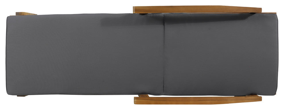Lucknow Outdoor Acacia Wood Chaise Lounge with Water Resistant Cushion, Set of 2, Dark Grey + Teak
