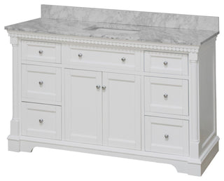 Sydney 60" Bathroom Vanity, White, Carrara Marble, Single Sink