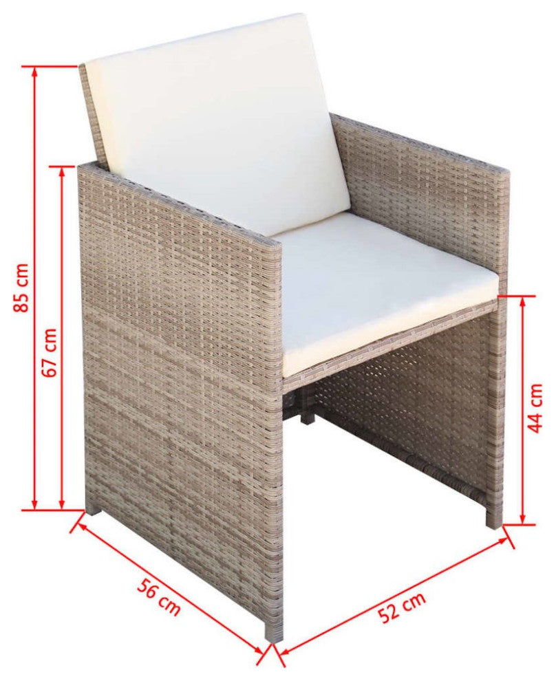 Patio Chairs 2 pcs with Cushions and Pillows Poly Rattan Beige