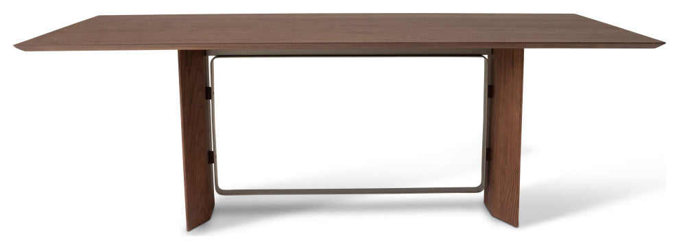 Modern Brazilian, Jordania, Dining Table, Nogal Frame, Titanium Metal Accent