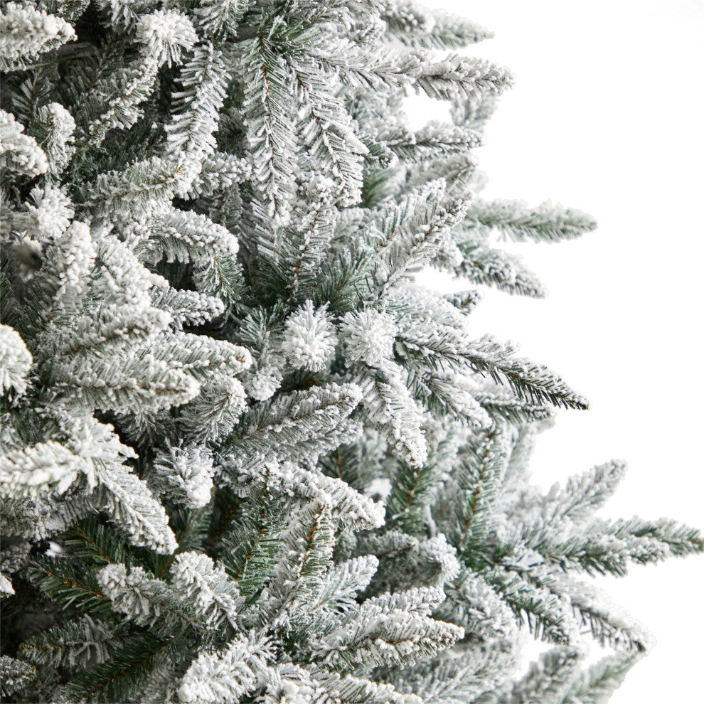 8' Flocked West Virginia Spruce Artificial Christmas Tree With 600 Clear Lights