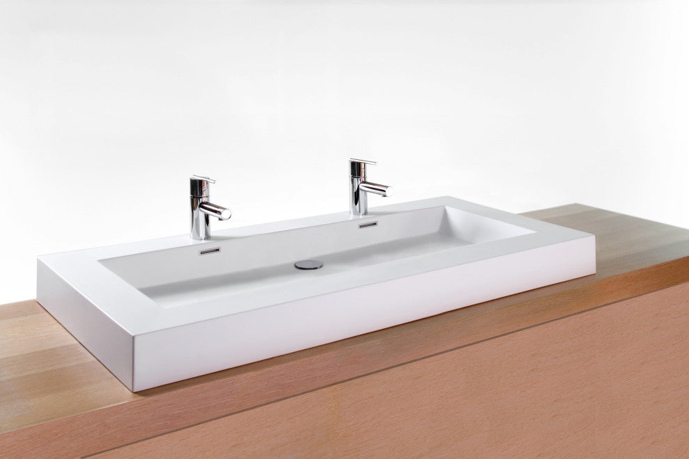 48x22 Cube Sink With WETMAR BIO Matte White Polished Chrome Overflow