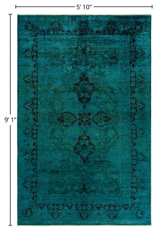 Overdyed, One-of-a-Kind Hand-Knotted Area Rug Green, 5'10"x9'1"