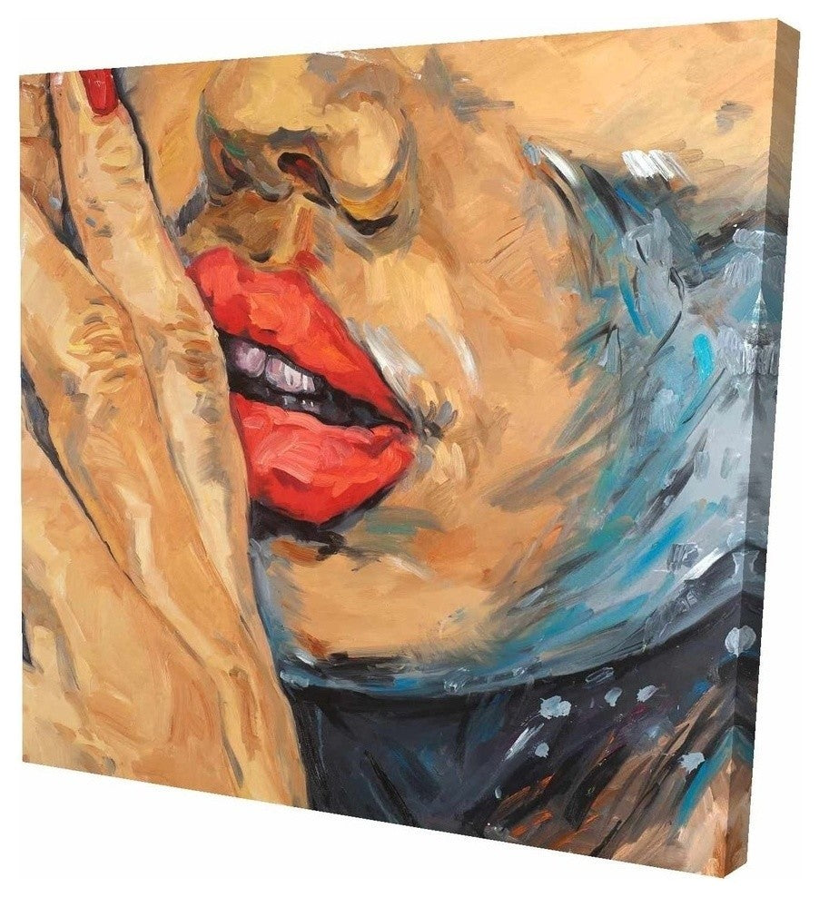 Shushing Lips Closeup, Fine Art Gallery Wrapped Canvas, 24"x24"