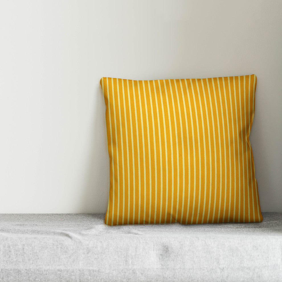 Yellow Stripes Outdoor Throw Pillow, 16"x16"