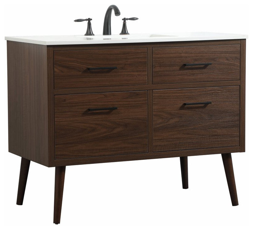 Home Living 22" Midcentury Modern Walnut-Light Bathroom Vanity