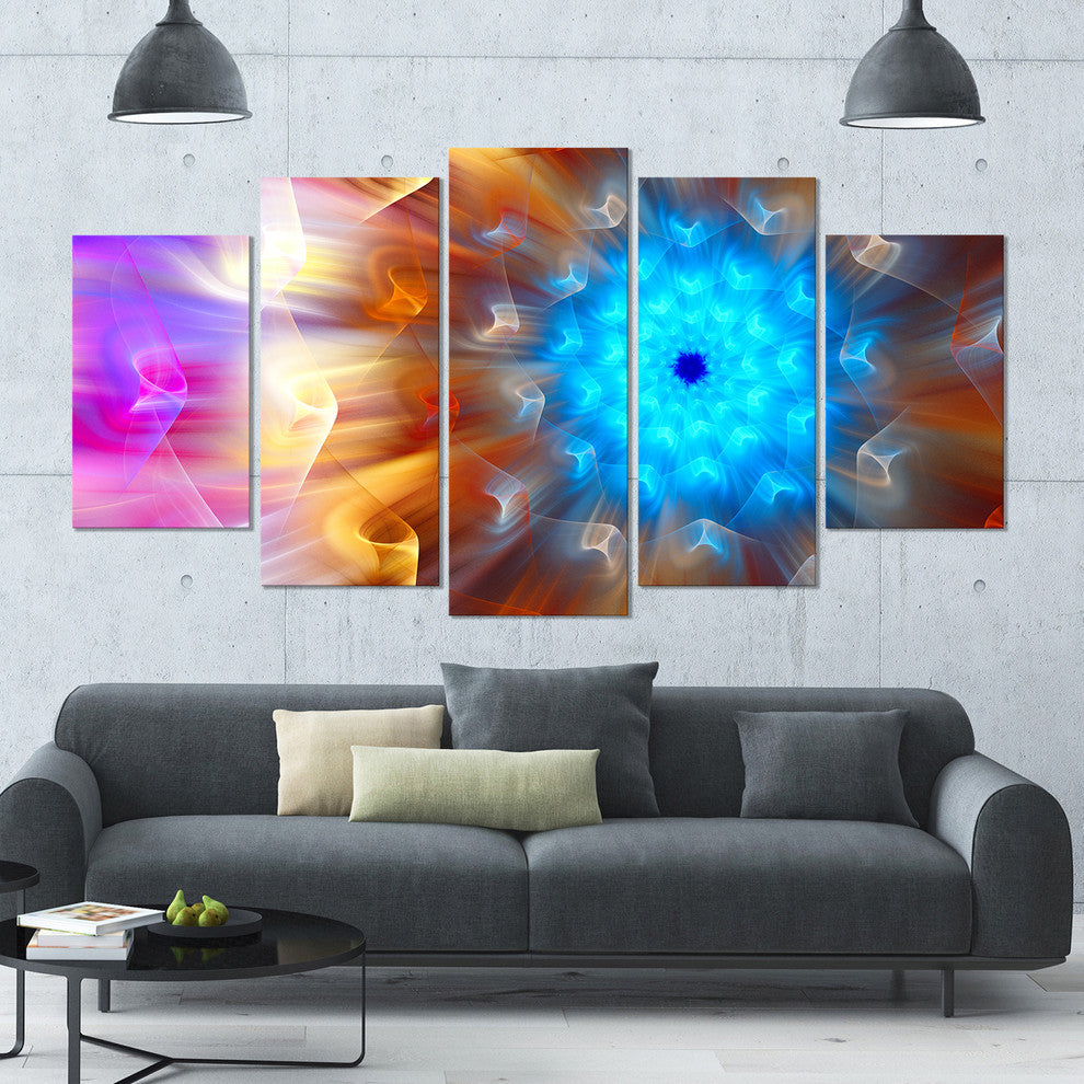 Multi Color Exotic Flower Petals, Floral Canvas Art Print, 60"x32", 5 Panels