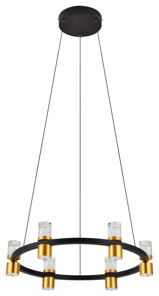 Ellegi 24" ETL Certified Integrated LED Height Adjustable Chandelier, Black