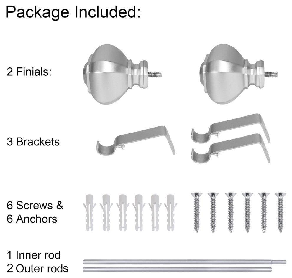 UTOPIA ALLEY 3/4 Inch Curtain Rod - Curtain Rods For Windows 86 to 120 Inch, Nickel