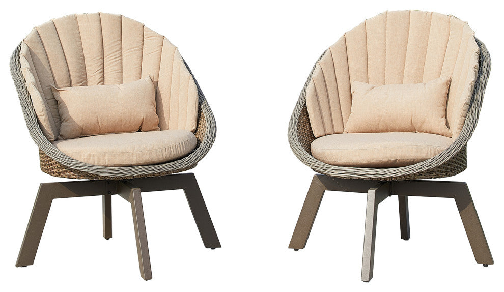 2 Pieces Patio Furniture Sets Outdoor Rotatable Chair Rattan Chair Set, Grey
