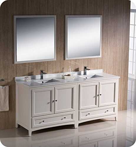 Fresca Oxford 72" Antique White Traditional Double Sink Bathroom Cabinets