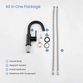 Circular Single Handle High-arc Bathroom Sink Faucet With Drain, Matte Black