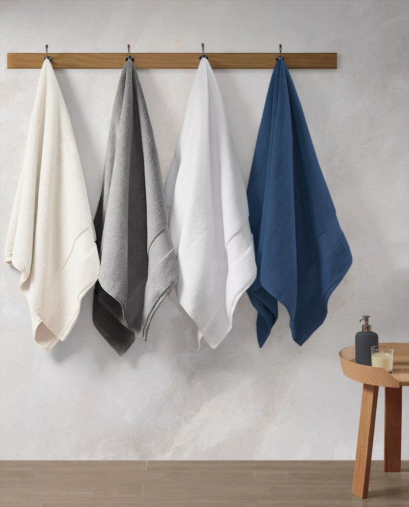 Organic Cotton 650 GSM Plush Feather Touch Quick Dry Bath Sheet, White, Pack of 4