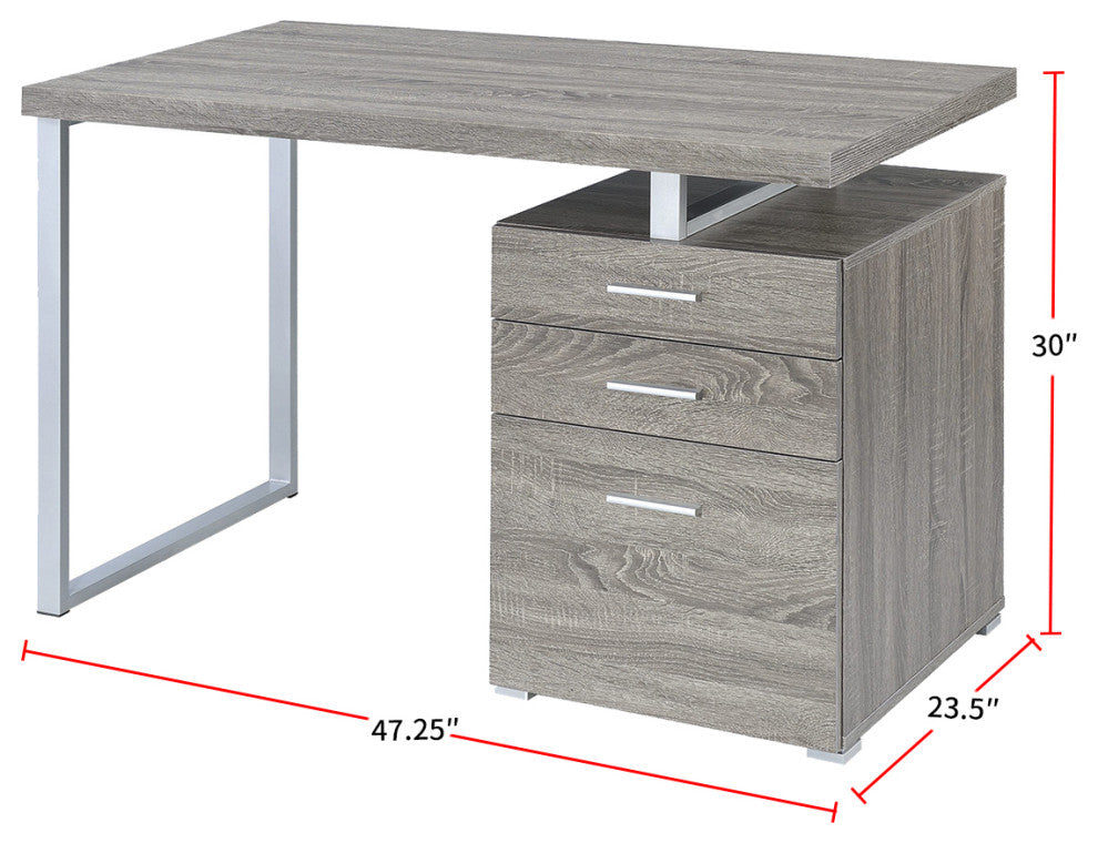 2-Drawer Office Desk, Weathered Gray