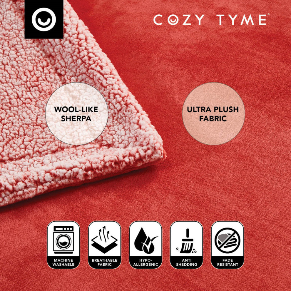Amarey Flannel Reversible Sherpa Throw, Fuchsia