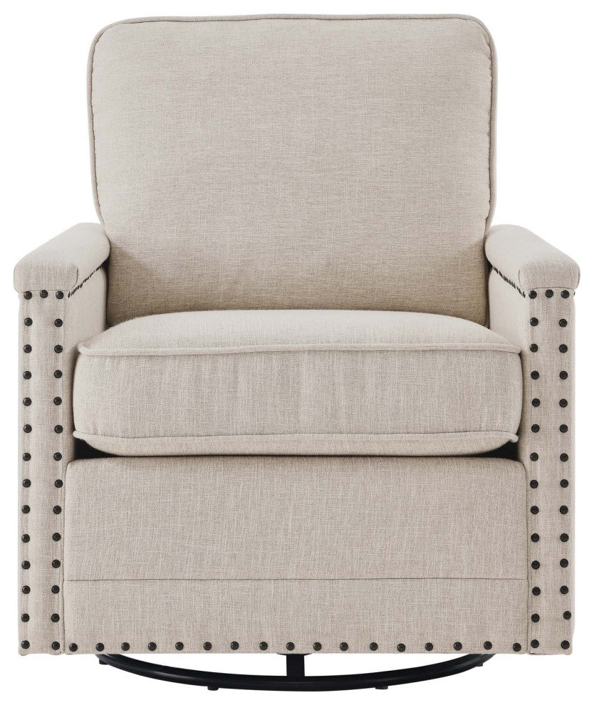 Armchair Accent Swivel Chair, Fabric, Beige, Modern, Living Lounge Hospitality