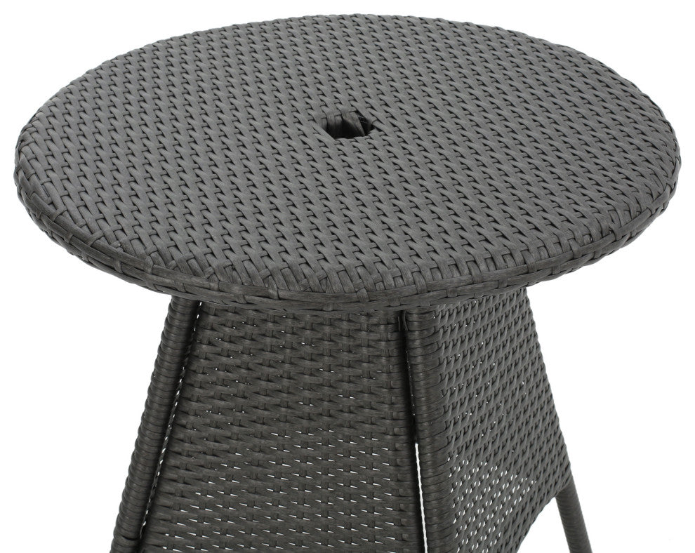 GDF Studio Colonial Outdoor Gray Wicker Round Bistro Table