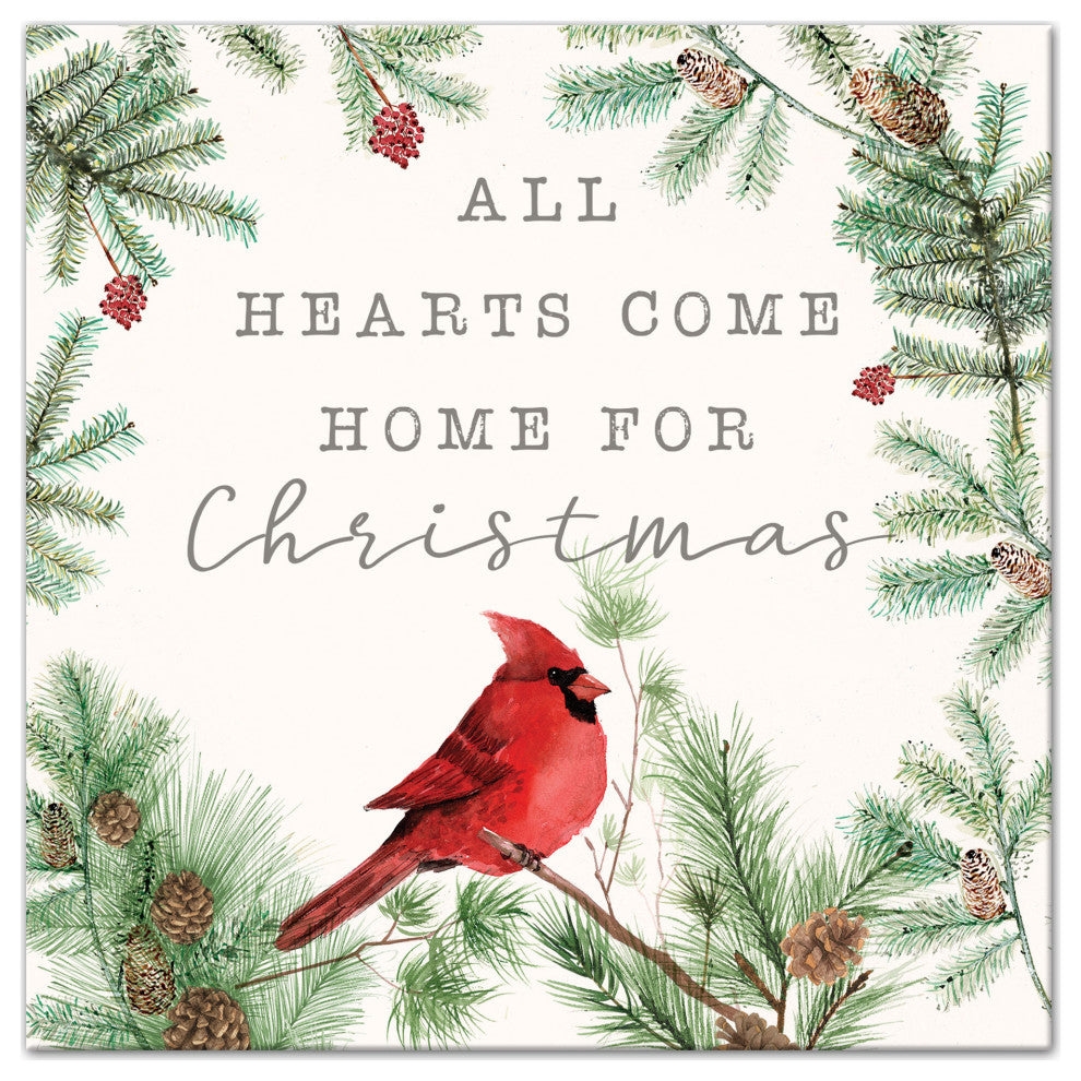 Hearts Come Home For Christmas 12x12 Canvas Wall Art