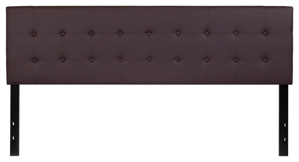 Lennox Tufted Upholstered King Size Headboard in Brown Vinyl