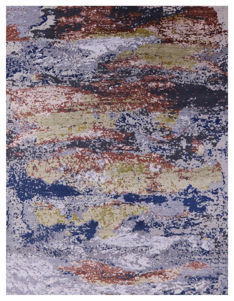 7' 11" X 10' 2" Handmade Wool and Silk Modern Rug Q7222