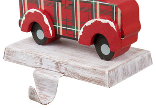 6.12" Wooden/Metal Red Truck Stocking Holder