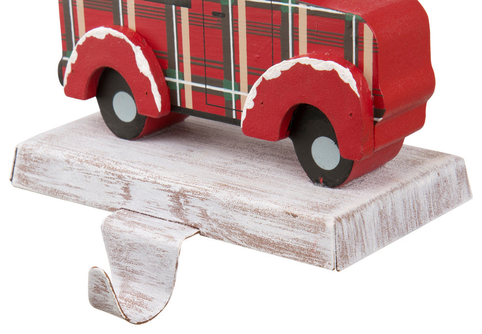 6.12" Wooden/Metal Red Truck Stocking Holder