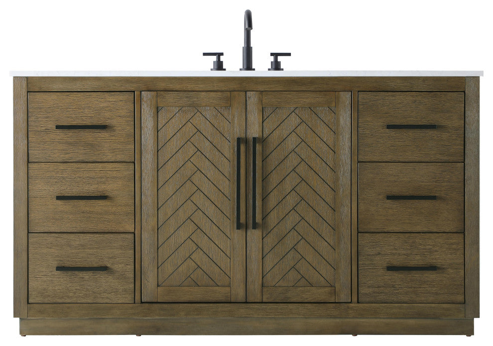 Home Living 60" Single Bathroom Vanity, Hazel Oak