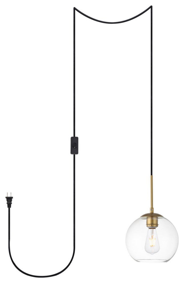Living District Baxter 1-Light Plug-In Pendant Brass