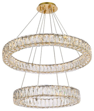 Elegant Lighting 3503G28 Monroe 28"W LED Crystal Ring Chandelier - Gold