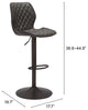 Bar Stool Chair Barstool, Faux Vinyl Leather, Steel, Vintage Gray, Bronze