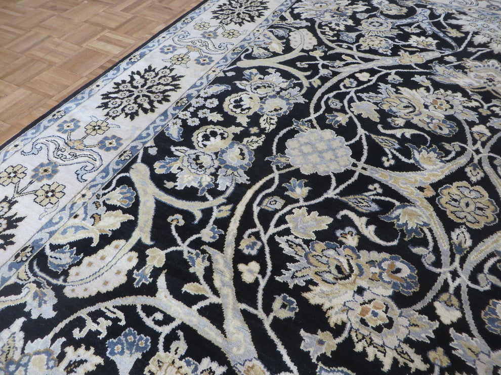 8'2x9'11 Handmade Navy Blue Fine Agra Tabriz Oriental Rug