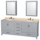 Wyndham WCS141480DGYIVUNOMED 80 inch Vanity in Gray with Ivory Marble and Round
